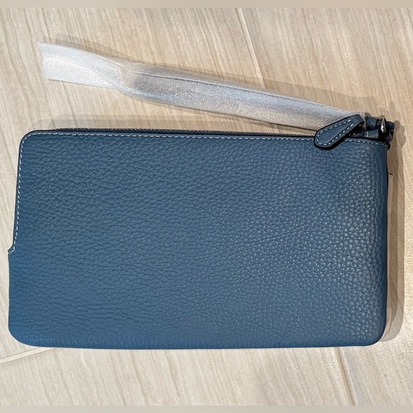 Coach - Double Zip Wallet in Blocked Signature Canvas (Chalk/Indigo) — NEW - Picture 2 of 5